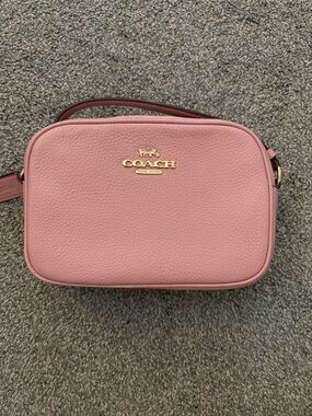 Coach Rose Pink Pebbled Leather Crossbody Bag with Gold Hardware